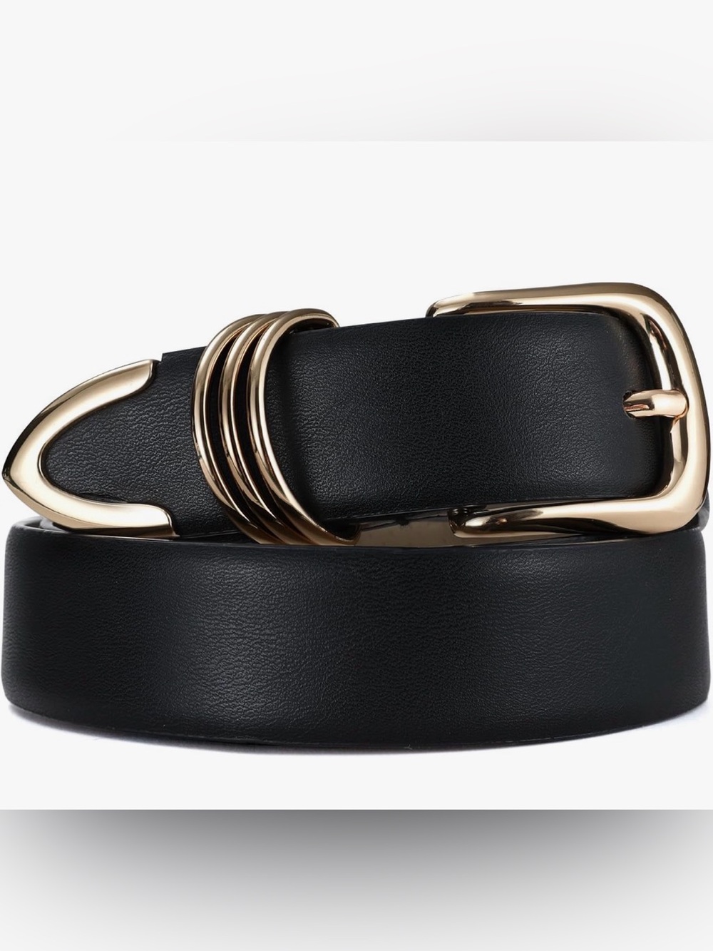 Classic Black Women's Belt with Gold Hardware